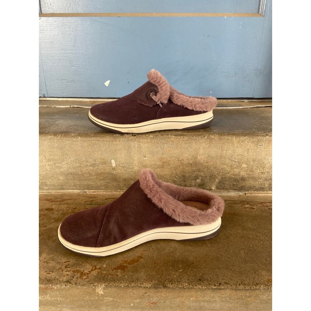 Clarks Cloudsteppers Breeze Myth Faux Fur Slip On Mules - Picture 3 of 7